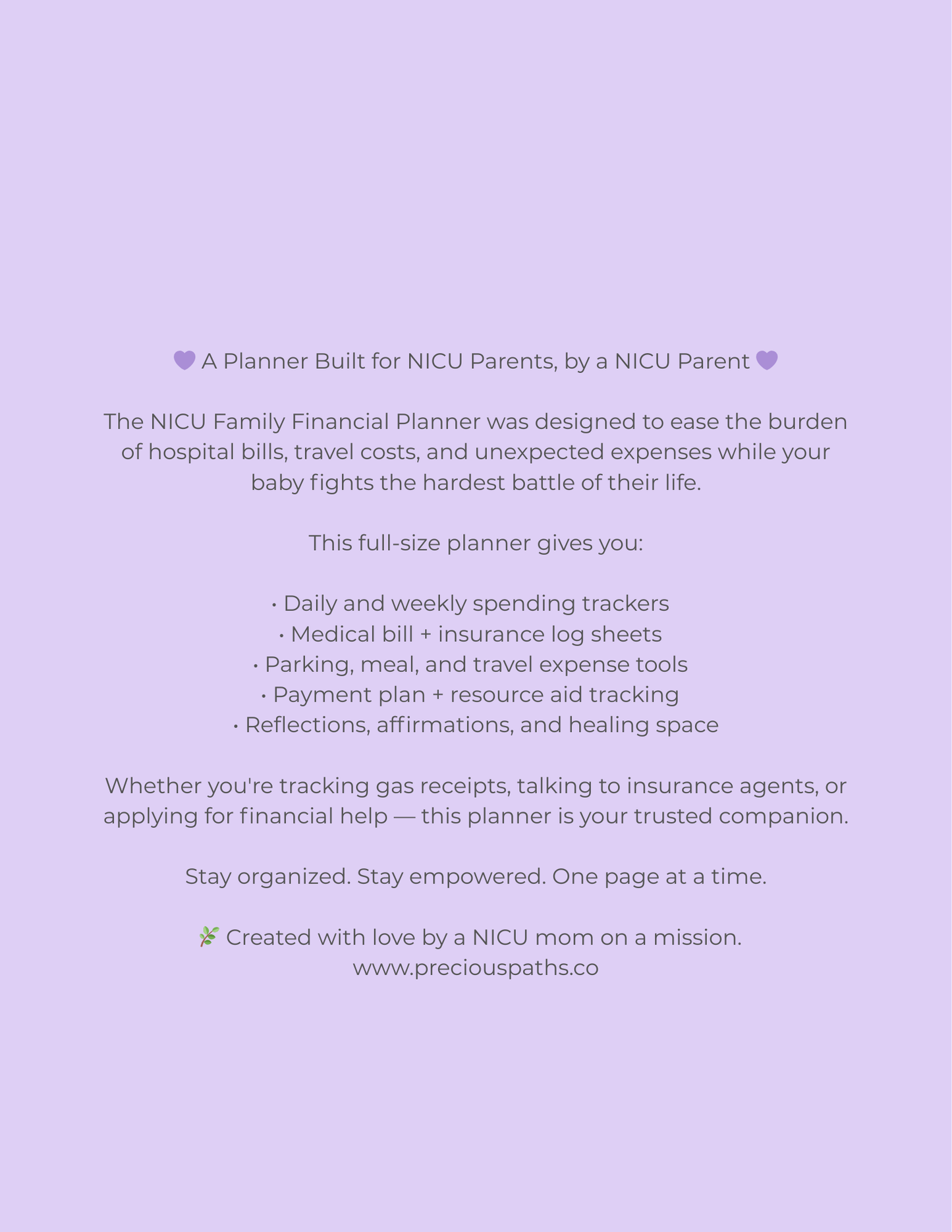 NICU Family Financial Planner