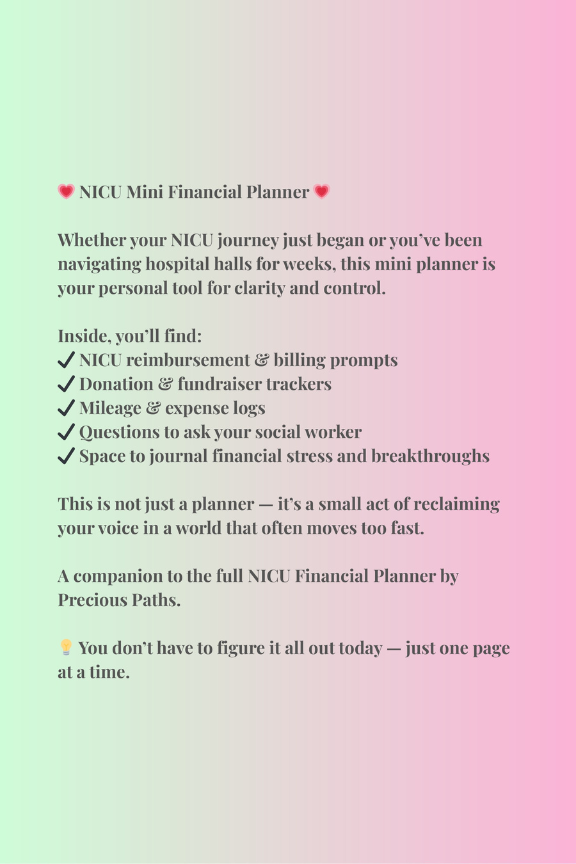NICU Mini Financial Planner